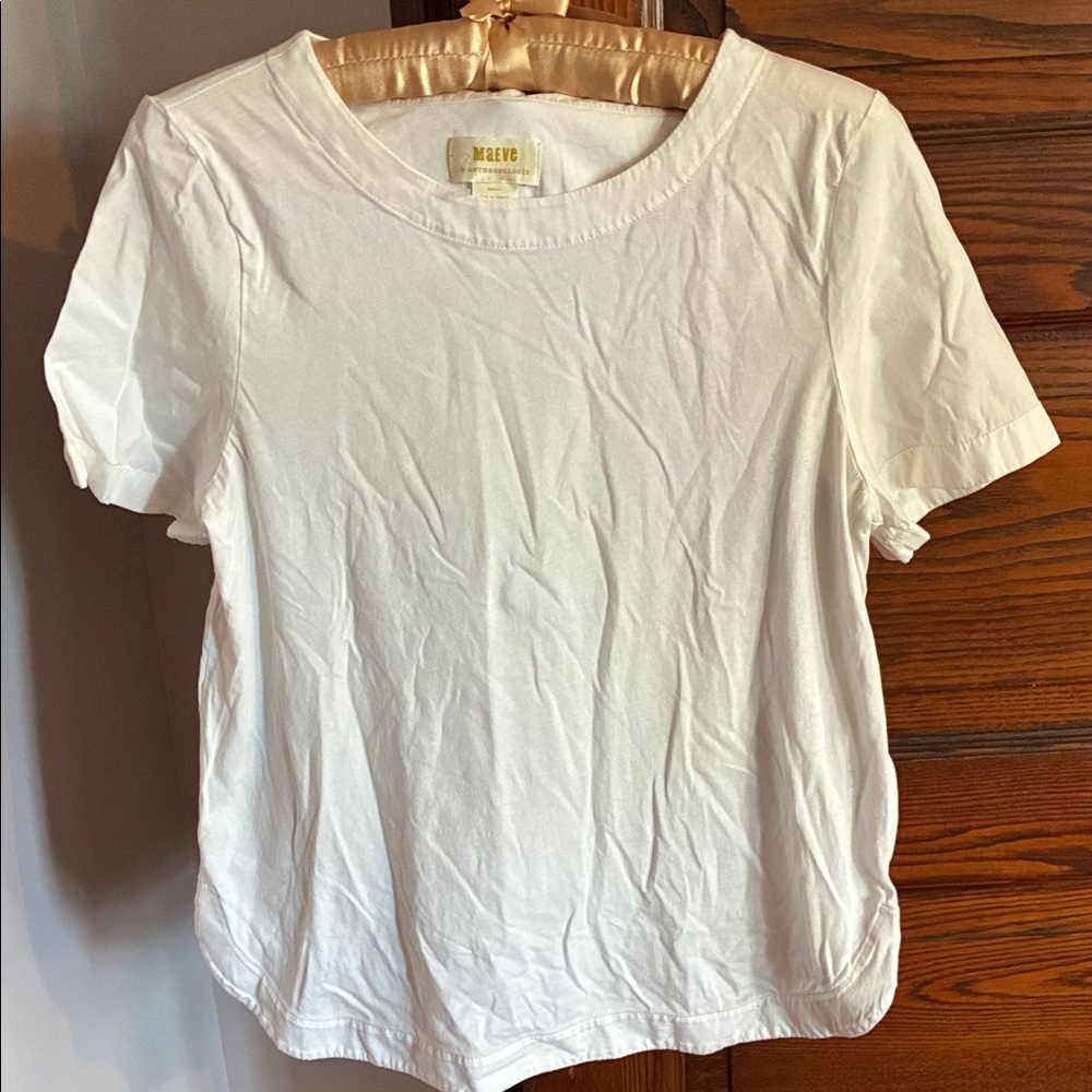 Maeve White Crewneck Short Sleeve Top
